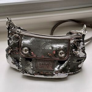 Super fun Pewter Sparkly Coach bag